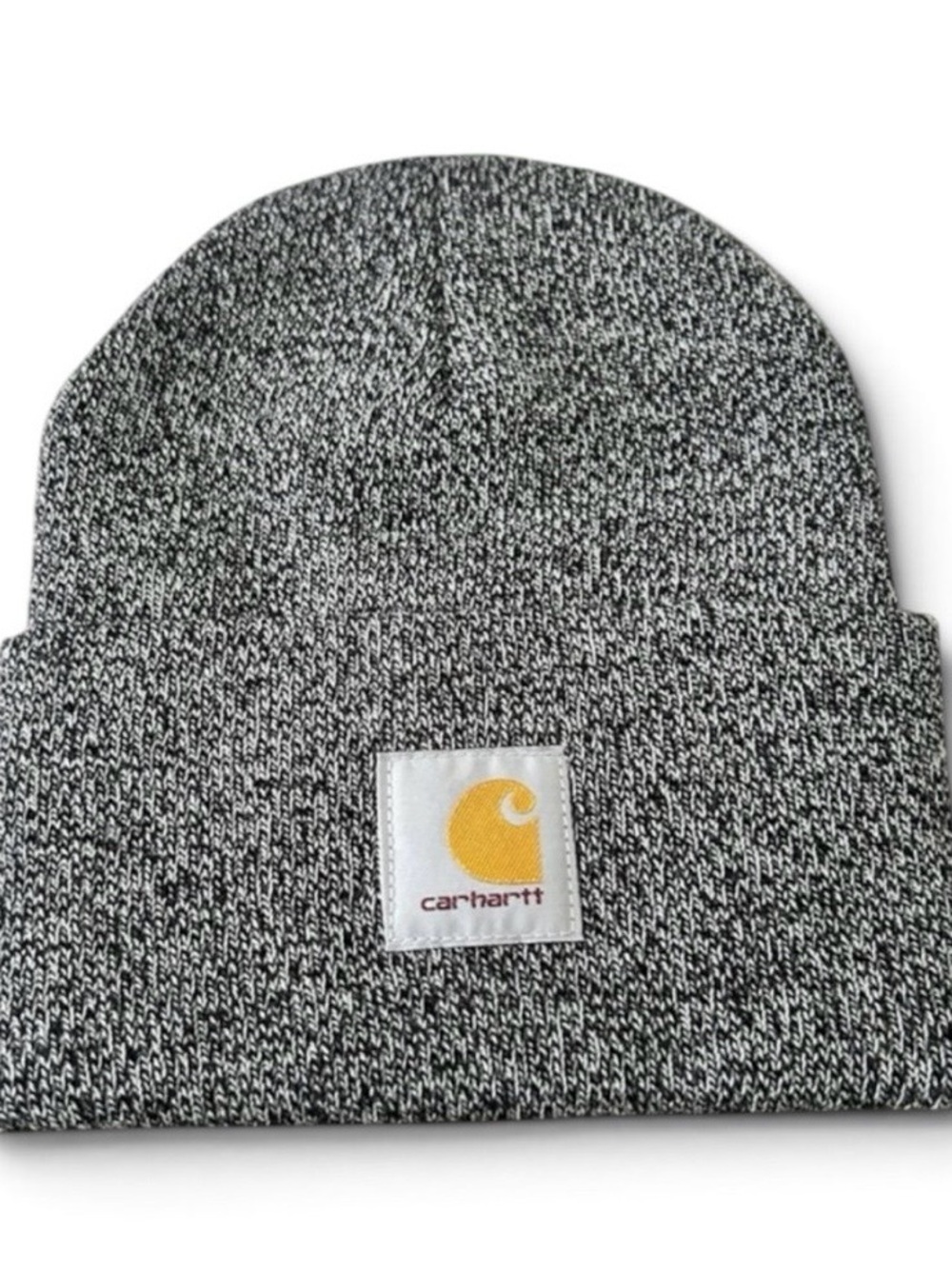 Carhartt Gray Marled Cuffed Beanie with Yellow Logo